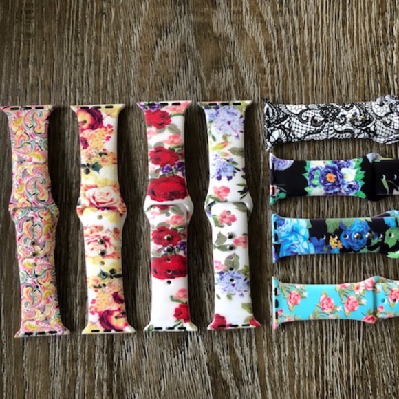 Silicone Lace or Paisley Smart Apple Watchband - Picture 1 of 3
